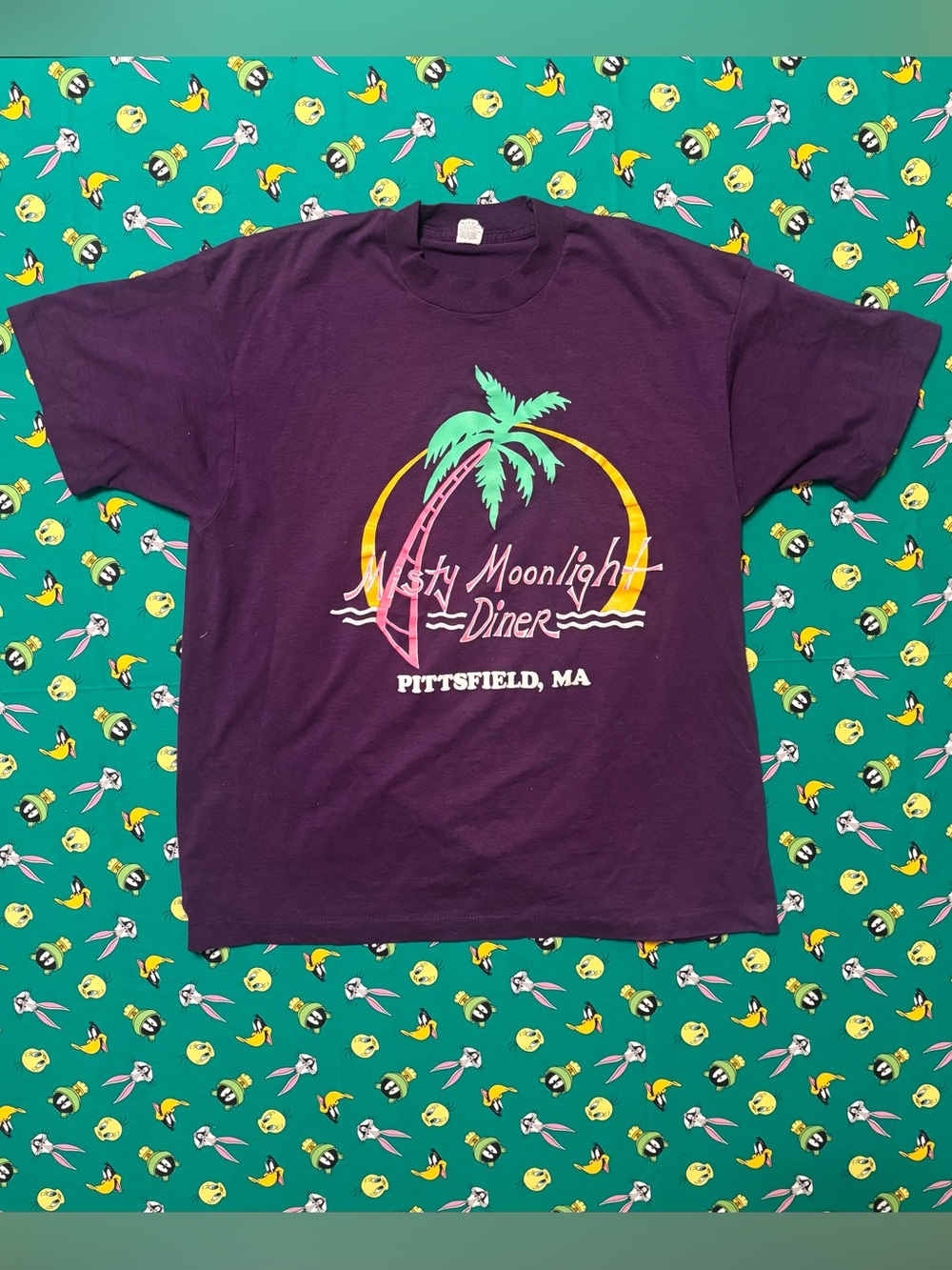 Screen Stars Purple Misty Moonlight Diner Graphic Tee